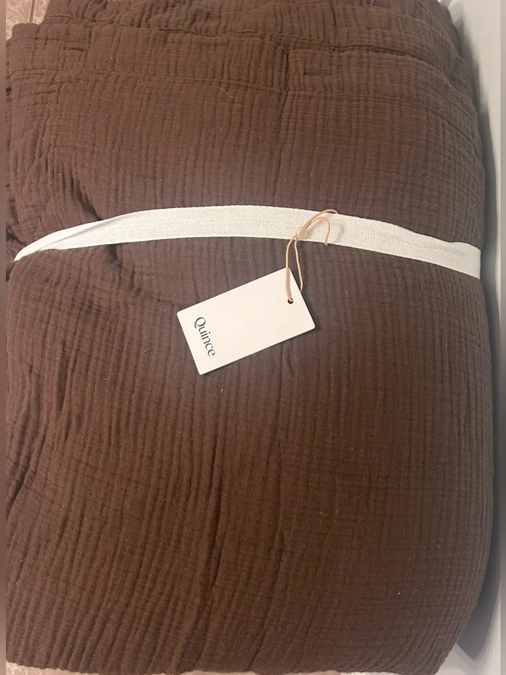NWT Quince Chocolate Brown Organic Cotton Gauze Duvet Cover and Sham Set!